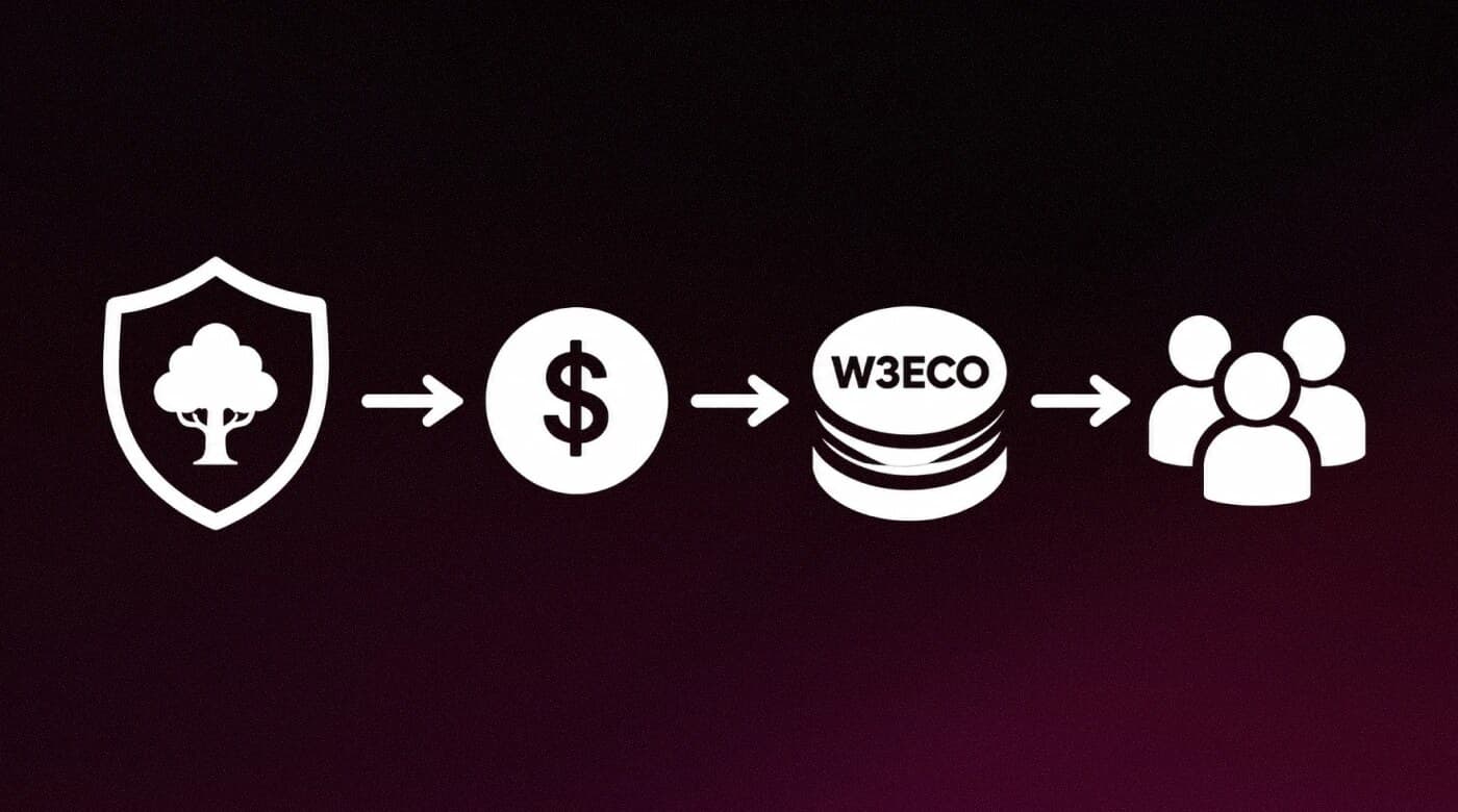 Closed economic loop: real asset, revenue, W3ECO, token holders