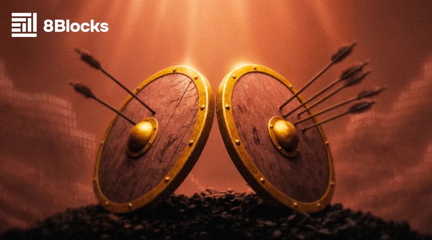 Two shields deflecting arrows, representing tokenomics and smart contract audits